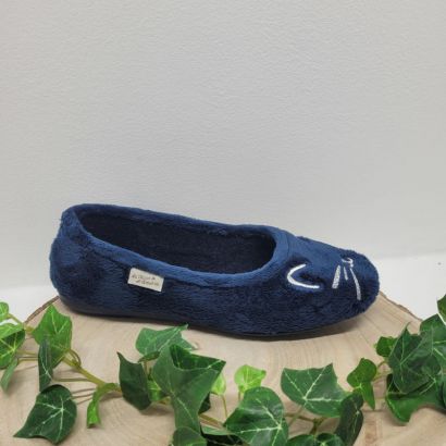 Ballerine bleu marine chat poilu Maison de l'Espadrille