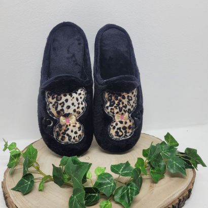 Mule noir chat + imprimé Maison de l'Espadrille
