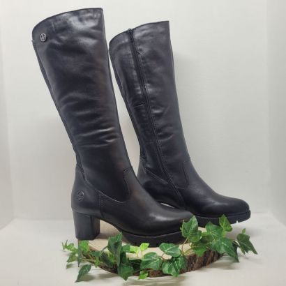 Botte cavalière noire à talon épais Rieker