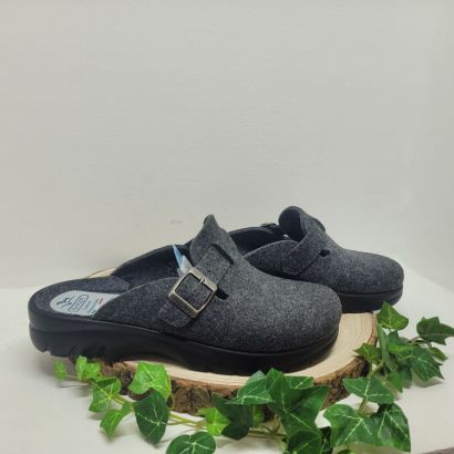 Mule feutrine grise avec boucle Flyflot