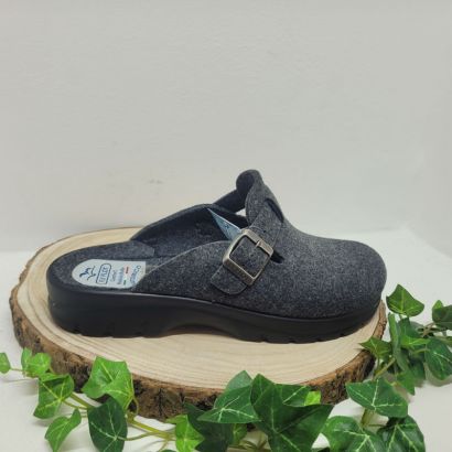 Mule feutrine grise avec boucle Flyflot