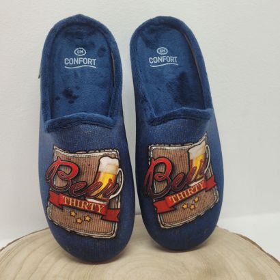 Mule bleu marine avec bierre Calzamur