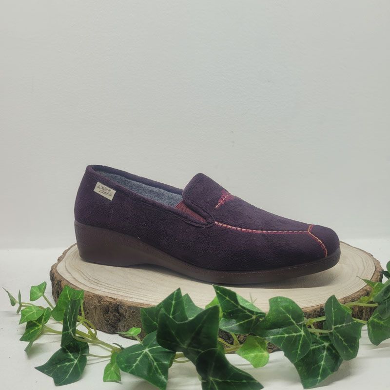 Chausson prune 2 elast avec couture Maison de l'Espadrille