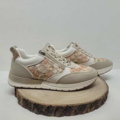 Basket plate beige avec motifs fleurs rosé et un zip Tamaris 