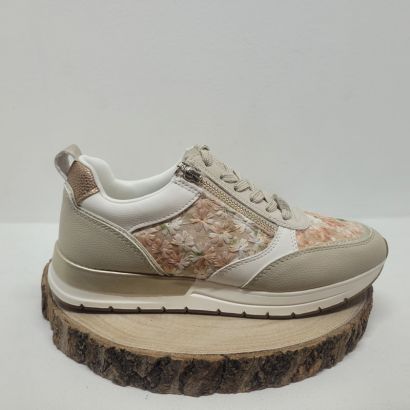 Basket plate beige avec motifs fleurs rosé et un zip Tamaris 