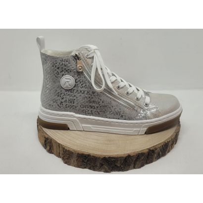 Bottine grise avec imprimé et lacets blancs Rieker