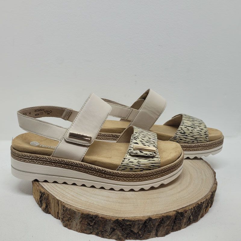 Nu-piedavec deux velcros une beige et une a motif Remonte 