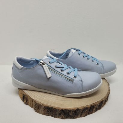 Chaussures plate bleu ciel et blanche avec zip Andrea Conti