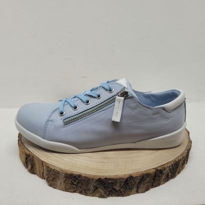 Chaussures plate bleu ciel et blanche avec zip Andrea Conti