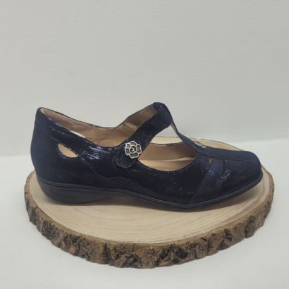 Ballerine bleu marine T avec 1 velcro motif à l'avant et sur le velcro Geollamy