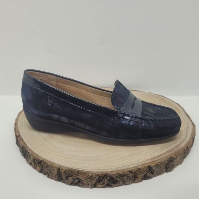 Mocassin compensé bleu avec bande fantaisie Geollamy