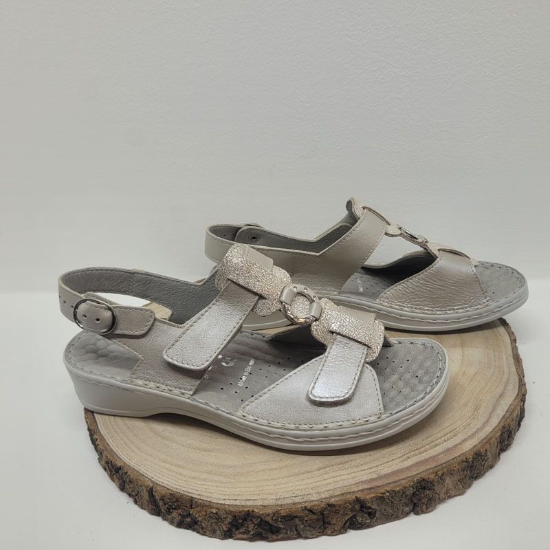 Nu-pied plat 2 velcros or et imprimé central Stuppy