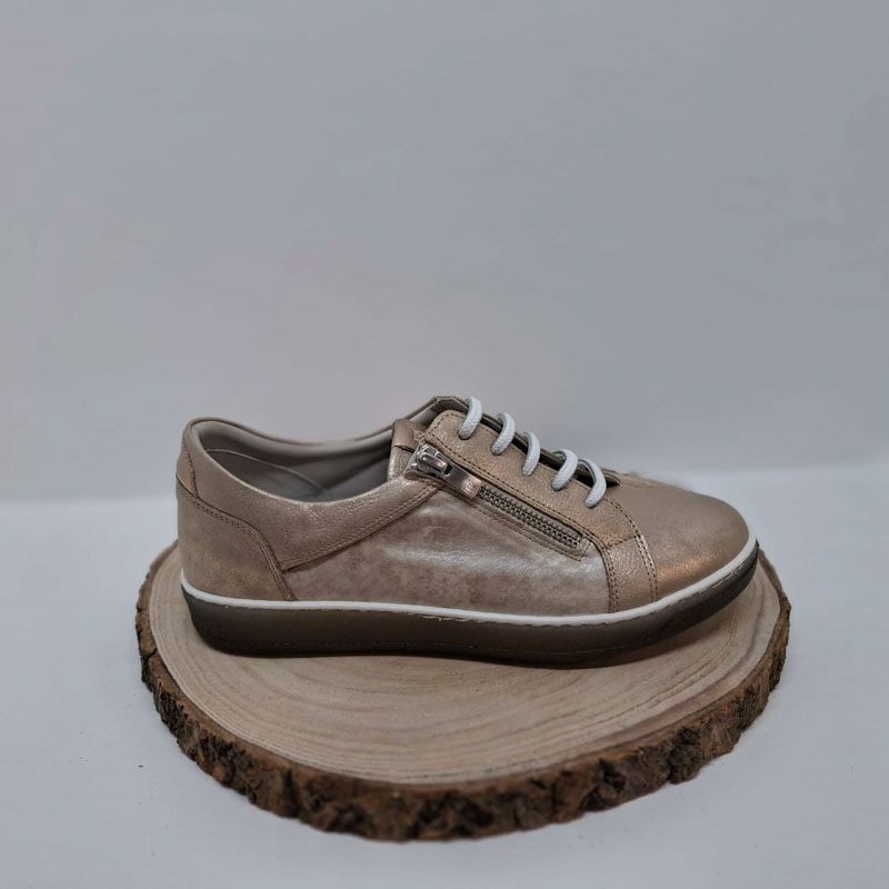 Basket plate or brillant avec zip et lacets élastique Fluchos 