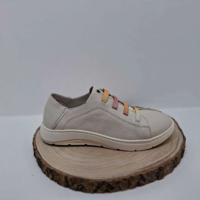 Basket plate beige à lacets élastique multi color Fluchos