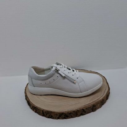 Basket plate blanche souple avec un zip et arrière argenté Waldläufer 