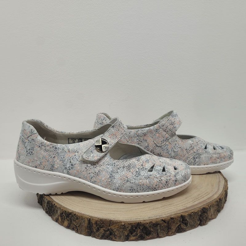 ballerine avec bride plate argentée et impriméeWaldläufer