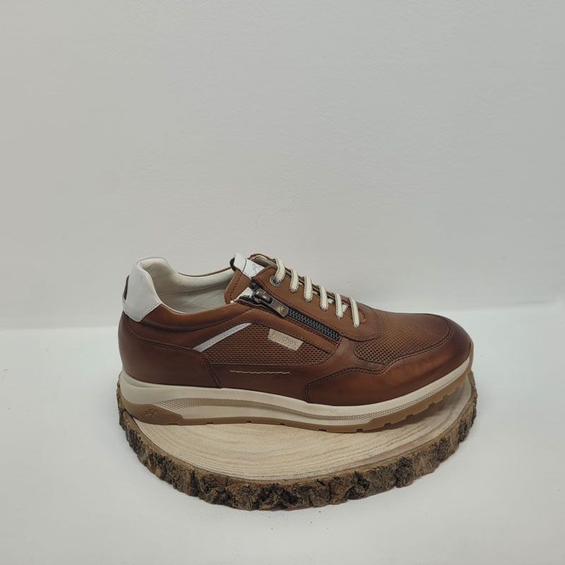 Basket marron zip semelle blanche renfort blanc Fluchos