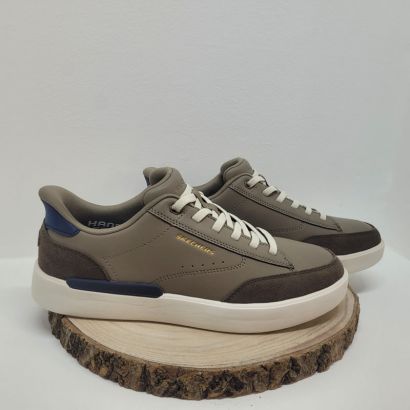 Basket plate taupe bout noir + semelle blanche Skechers