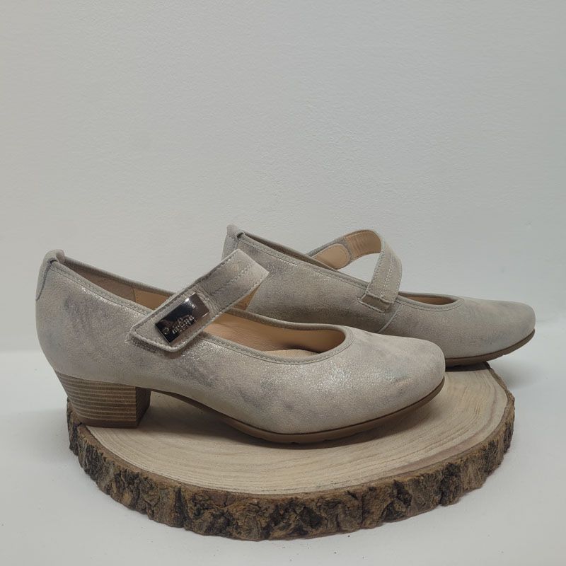 Ballerine à talon gris argenté avec velcro Geollamy