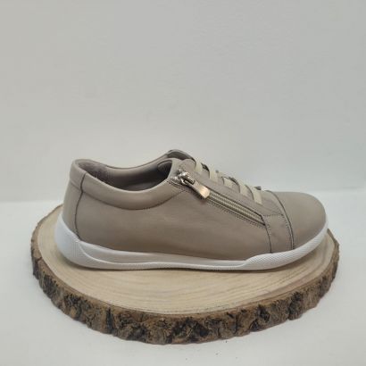 Chaussures plate taupe avec zip et élastique central Andrea Conti