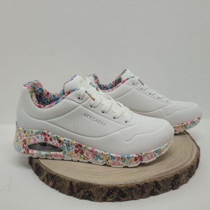Basket blanche compensée semelle avec imprimé multicolore Skechers