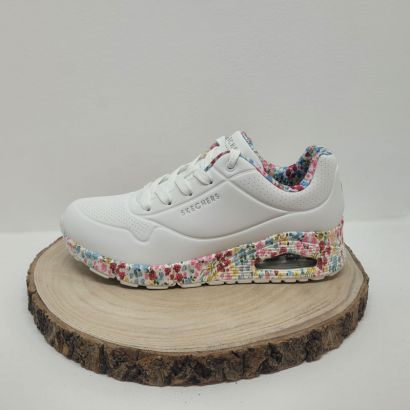 Basket blanche compensée semelle avec imprimé multicolore Skechers