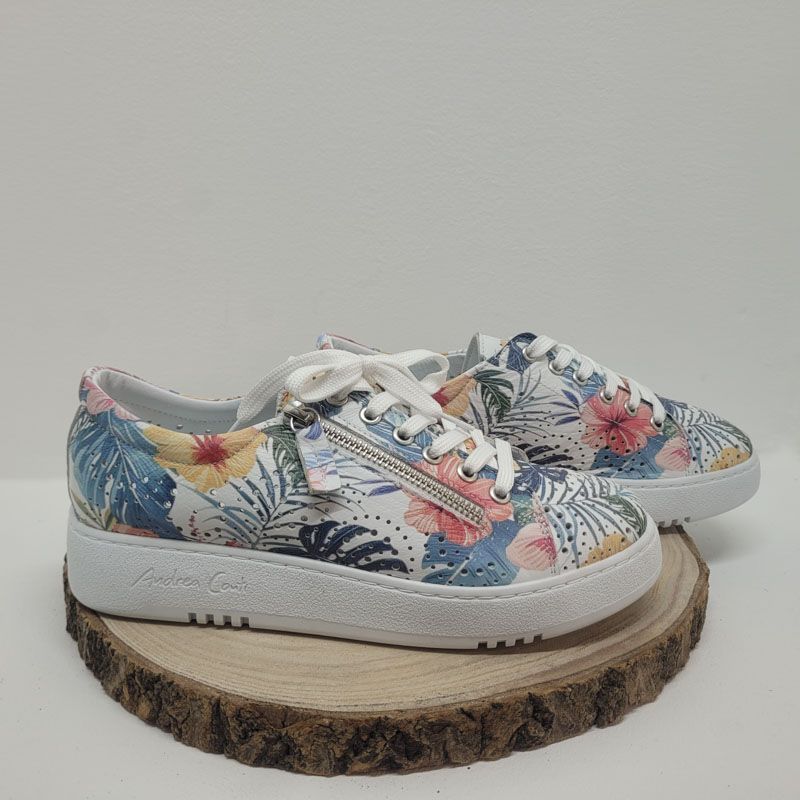 Chaussures plate multicolore avec motif fleur Andrea Conti
