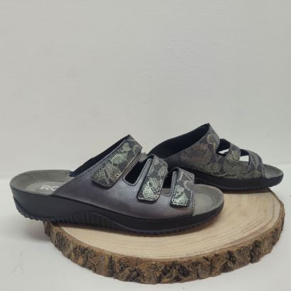 Mule grise et imprimé argent avec 3 velcros Rohde 