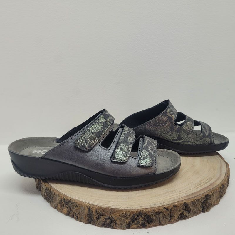 Mule grise et imprimé argent avec 3 velcros Rohde 