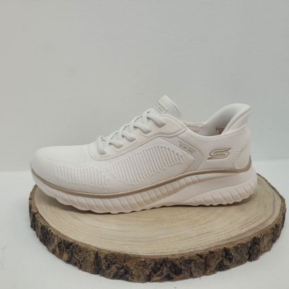 Basket sport blanche et or lacet élastique Skechers