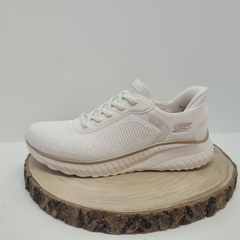 Basket sport blanche et or lacet élastique Skechers