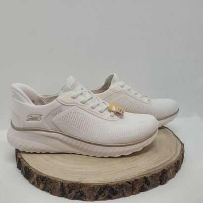 Basket sport blanche et or lacet élastique Skechers