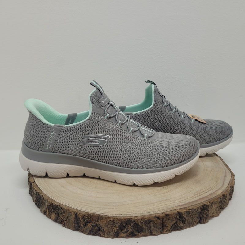 Basket grise mesh semelle blanche lacet élastique Skechers