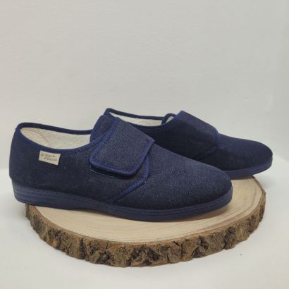 Pantoufle un velcro bleu marine Maison de l'espadrille