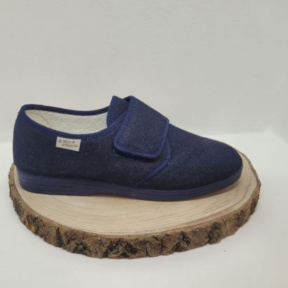 Pantoufle un velcro bleu marine Maison de l'espadrille
