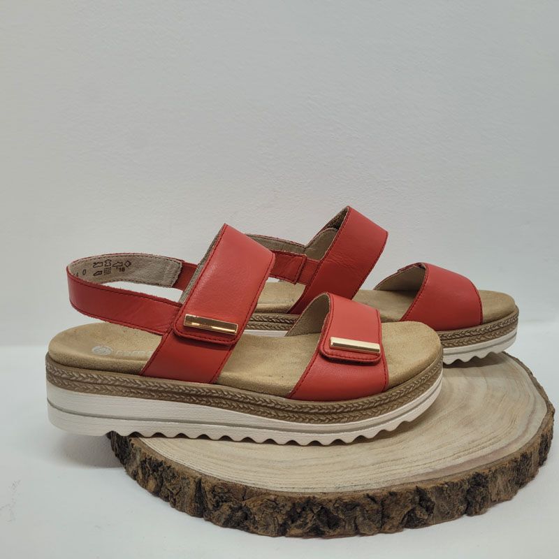 Nu- pied plat rouge deux velcros semelle amovible Remonte 