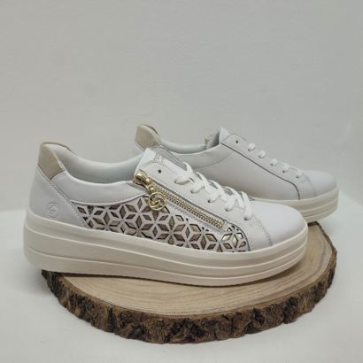 Basket blanche semelle épaisse fantaisie sur le coté zip Remonte