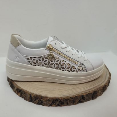 Basket blanche semelle épaisse fantaisie sur le coté zip Remonte