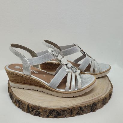 Nu-pied argenté compensé élastique avec décoration sur le dessus Remonte