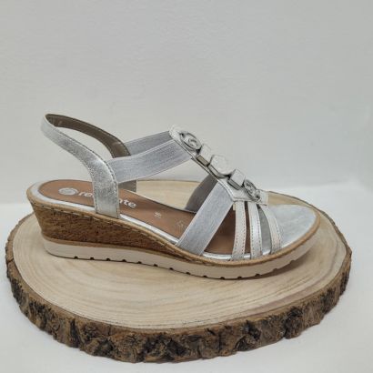 Nu-pied argenté compensé élastique avec décoration sur le dessus Remonte