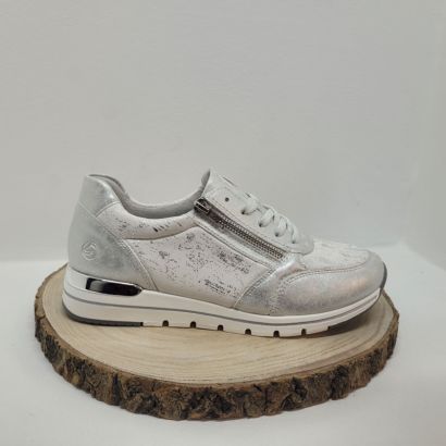 Basket blanche et argenté strech avec zip et lacet Remonte