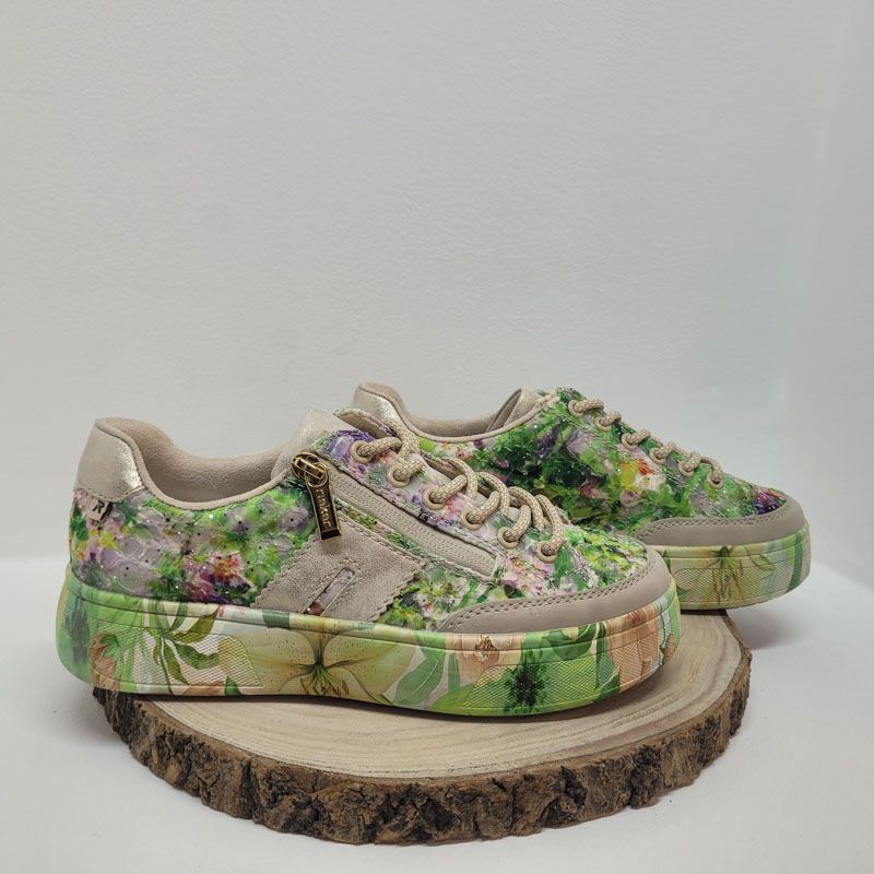 Basket plate verte semelle épaisse Rieker