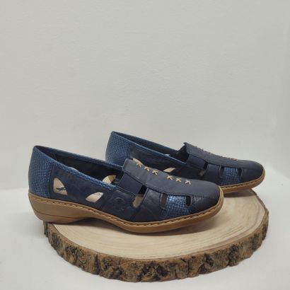 Mocassin bleu marine perforé Rieker