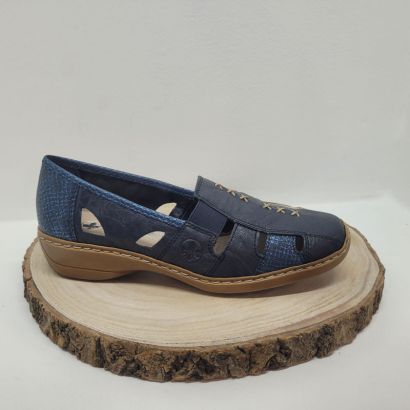 Mocassin bleu marine perforé Rieker