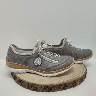 Basket grise mouchetée avec patch mémoire de forme Rieker