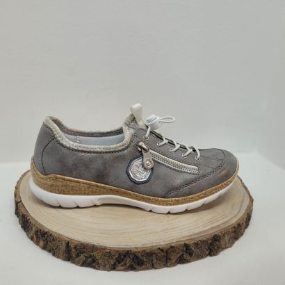 Basket grise mouchetée avec patch mémoire de forme Rieker