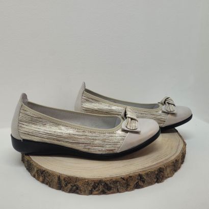 Ballerine plate or avec imprimé rayé avec flot Infini