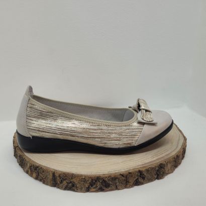 Ballerine plate or avec imprimé rayé avec flot Infini