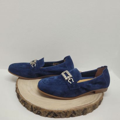 Mocassin plat marine en daim Infini