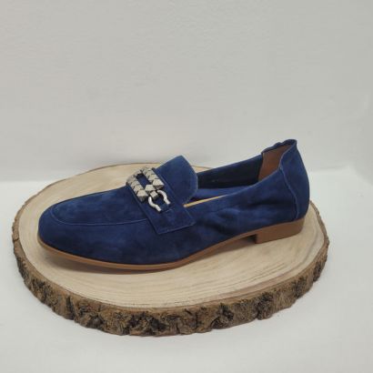 Mocassin plat marine en daim Infini